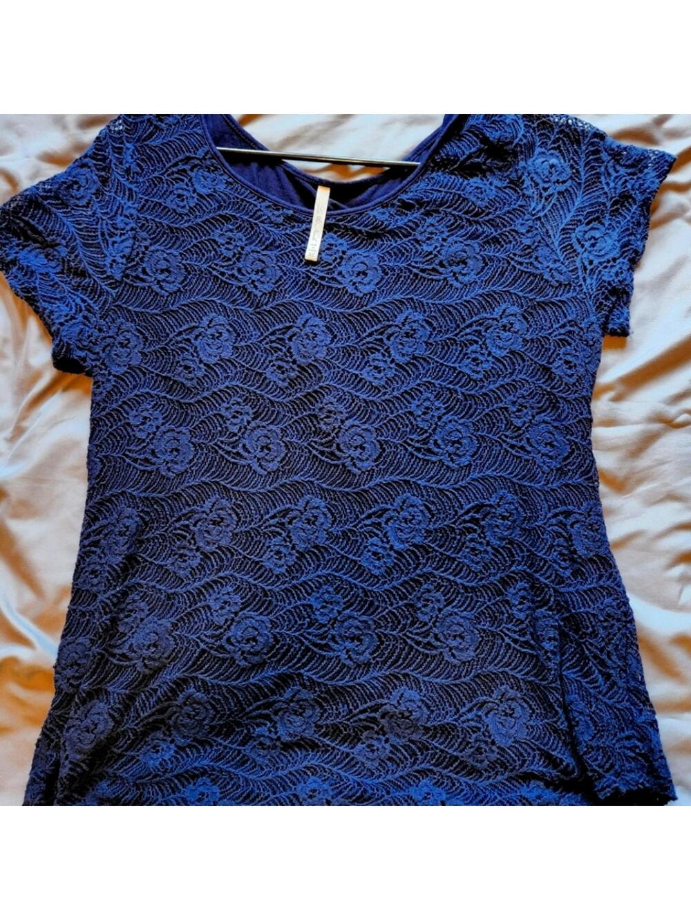 St. Nicole Navy Blue Lace Top Size XL
